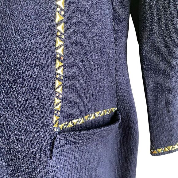 Vintage Jennifer Roberts Dress Womens Size 8 Blue Wool Blend Sweater Knit Bling - Picture 4 of 7